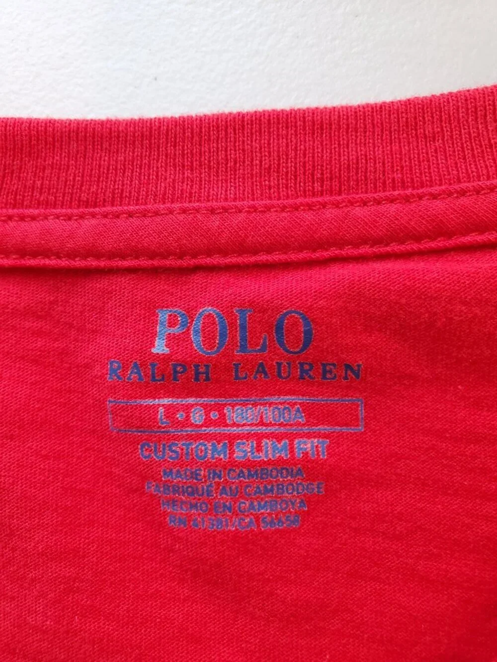 POLO RALPH LAUREN Jersey Crewneck Custom Slim Short-Sleeve Cotton T-Shirt in Red